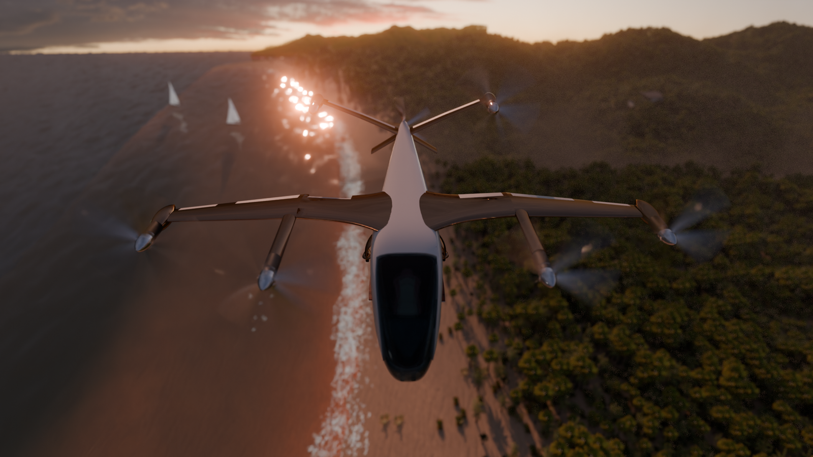 VA-04 cruising silently above the coastline
